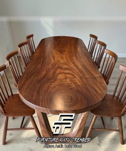 Desain Meja Makan Kayu Suar Retro Modern Natural Color FT-150.2