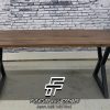 Meja Kayu Solid Kaki Besi Silang 2 Slab FT-112