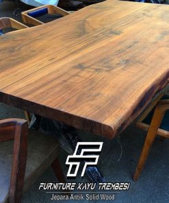 Meja Kayu Trembesi Solid Desain Meja Makan Kursi 6 FT-116.1