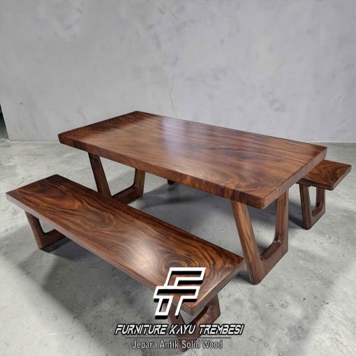 Meja Makan Kayu Jati Solid Natural Walnut Ramadhan Sale FT-145