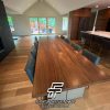 Meja Jati Solid Natural Walnut Kaki Besi Modern Design FT-176
