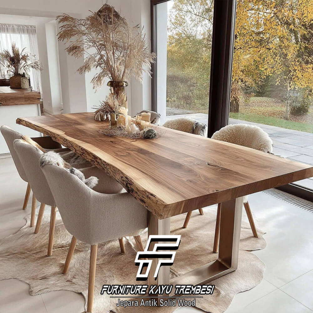 Meja Kayu Solid Jepara Desain Meja Makan Minimalis Modern FT-163.2