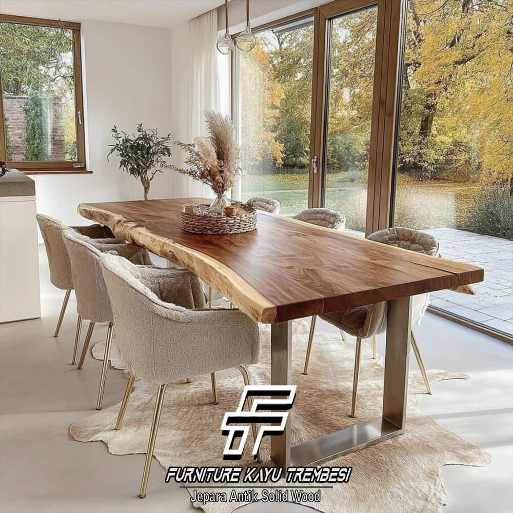 Meja Kayu Solid Jepara Desain Meja Makan Minimalis Modern FT-163 Meja Kayu Solid Jepara Desain Meja Makan Minimalis Modern FT-163