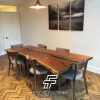 Meja Kayu Solid Sisi Alami Epoxy Black Furniture Kayu Trembesi FT-164