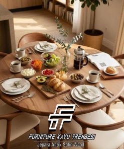 Meja Makan Kayu Jati Minimalis Model Bundar Spesial Idhul Fitri FT-178.1