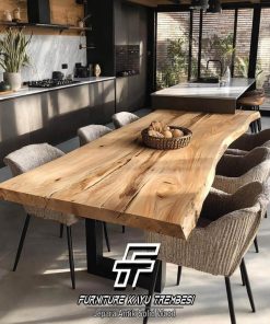 Meja Makan Kayu Solid Suar Industrial Design FT-160.1