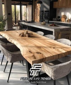 Meja Makan Kayu Solid Suar Industrial Design FT-160.2