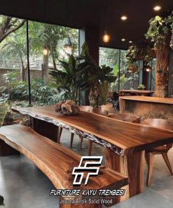 Meja Makan Kayu Utuh Natural Walnut Ramadhan Sale FT-162.2
