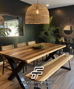 Meja Makan Trembesi Minimalis Industrial Ramadhan Sale FT-166
