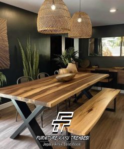 Meja Makan Trembesi Minimalis Industrial Ramadhan Sale FT-166.2