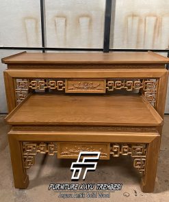 Meja Sembahyang Kayu Jati Solid Natural Walnut FT-168.1