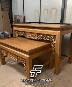 Meja Sembahyang Kayu Jati Solid Natural Walnut FT-168.2