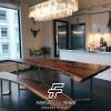Meja Solid Kayu Utuh Model Desain Kitchen Room Mewah FT-165