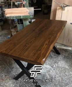 Harga Meja Jati Solid Jepara Kaki Besi Industrial Style FT-187.1