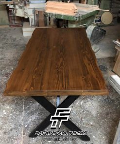 Harga Meja Jati Solid Jepara Kaki Besi Industrial Style FT-187.2