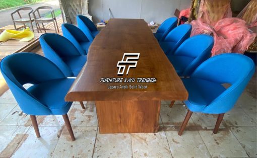 Set Meja Makan Kayu Jati Solid 6 Kursi FT-188