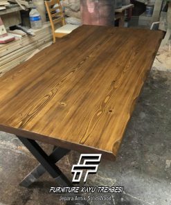 Meja Jati Solid Kayu Utuh Natural Walnut Color FT-185.2