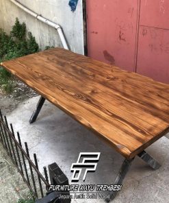 Model Meja Jati Solid Serat Kayu Alami Live Edge FT-186