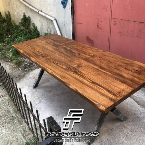 Model Meja Jati Solid Serat Kayu Alami Live Edge FT-186