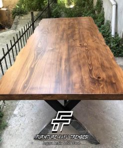 Model Meja Jati Solid Serat Kayu Alami Live Edge FT-186.1