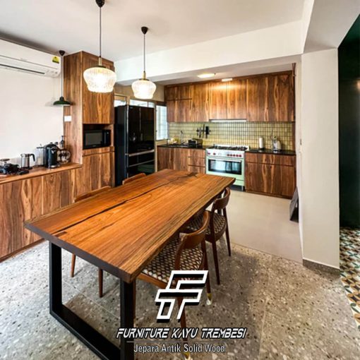 Dining Table Solid Suar Wood Industrial Design FT-209