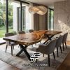 Harga Meja Makan Kayu Utuh Solid Sisi Alami Premium Style FT-212