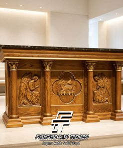 Meja Altar Gereja Calvinis Gloria Angel Relief Design FT-203