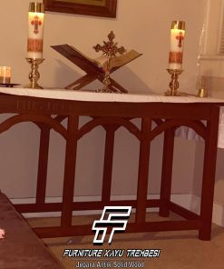 Meja Altar Gereja Minimalis With Quotes Kayu Jati Solid FT-202.1