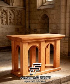 Meja Altar Jati Minimalis Gereja Natural Waterbase Color FT-206.2