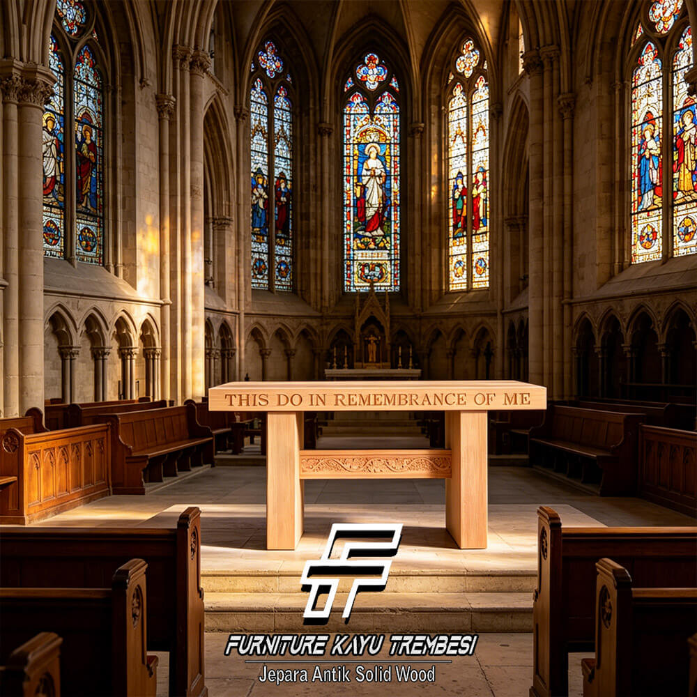 Meja Altar Minimalis Gereja Teak Solid Wood Premium FT-205.2