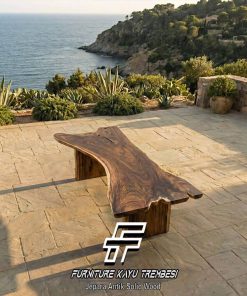 Meja Makan Kayu Trembesi Solid Live Edge Ukuran Jumbo FT-211.1