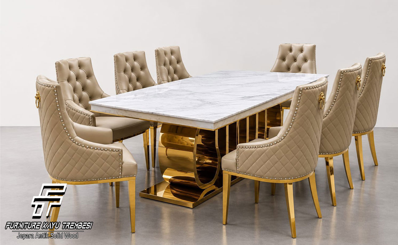 Meja Makan Marmer stainless