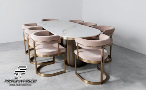 Set Meja Makan Marmer Modern